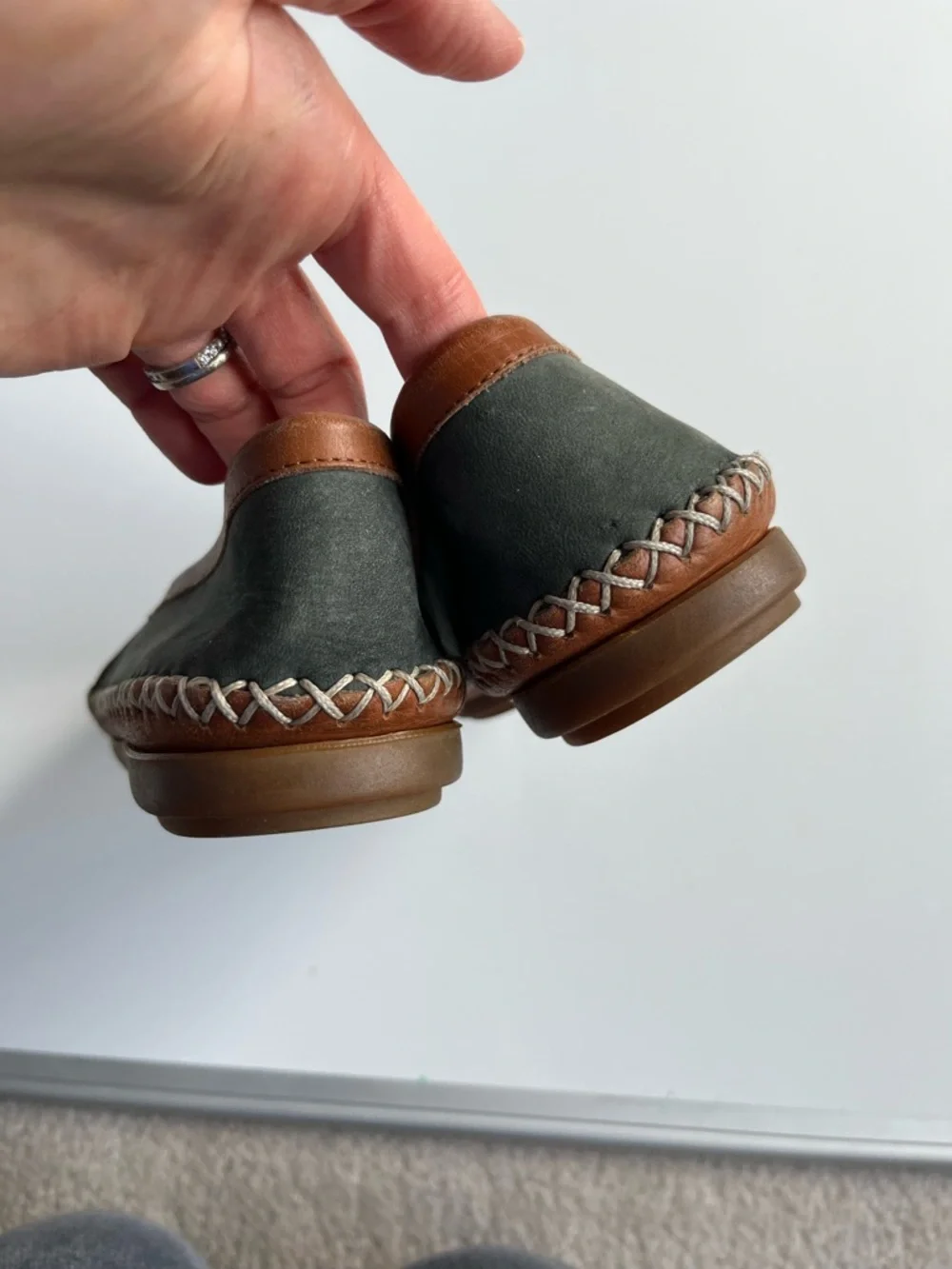 Bally Dark Green Suede Slip-On Loafers with Brown Trim